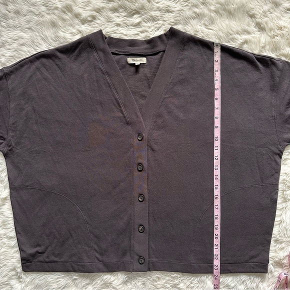 Madewell Cardigan Organic Cotton Crop Sweater Button Front Deep Coal Gray XXL - Picture 13 of 14